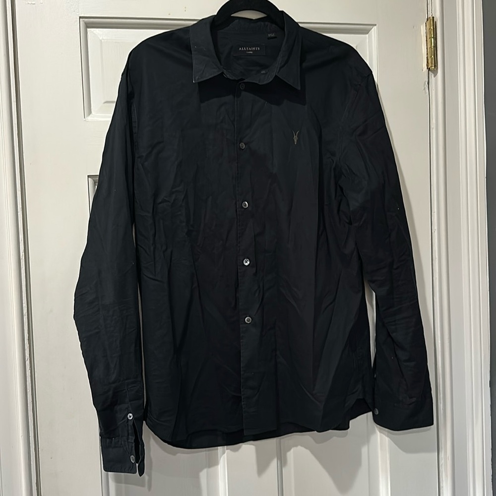 AllSaints Men's Black Button-Down Shirt
